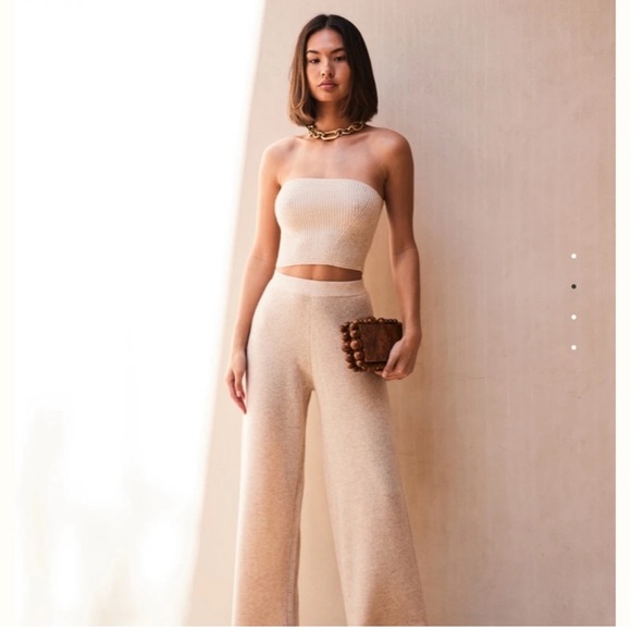 Cult Gaia Piper Knit Cashmere Wide Leg Pant - Picture 1 of 10